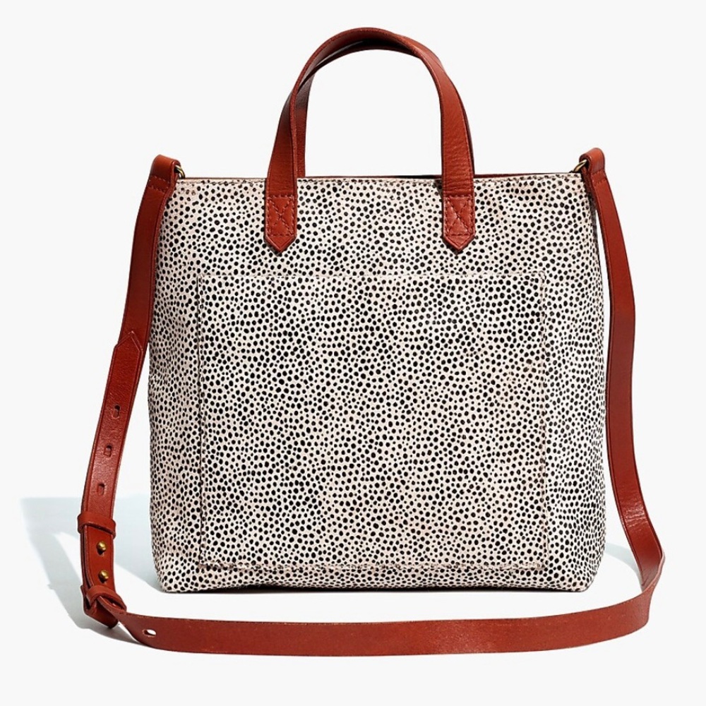 Madewell Small Zip-Top transport crossbody: Spotted calf hair edition